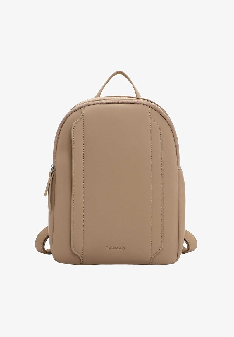 Beežist sünteetilisest nahast seljakott ümarate servadega, tõmblukkude sulgemine, reguleeritavad rihmad ja pealmine kandekäepide. Omaduseks minimalistlik disain ja õmblused.