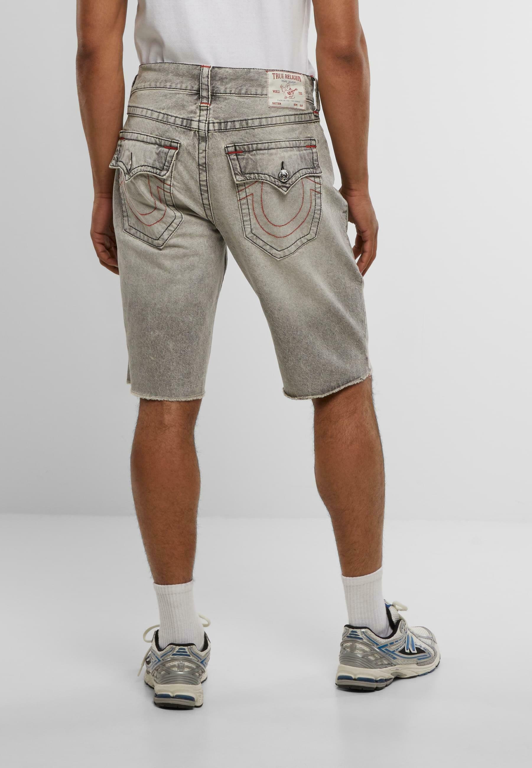 True Religion RICKY SN FLAP FRAY HEM - Denim shorts - grey - Zalando