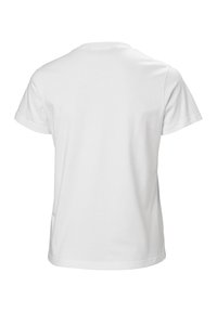 Camiseta blanca de manga corta vista desde atrás, con cuello redondo y textura de tela simple y lisa.