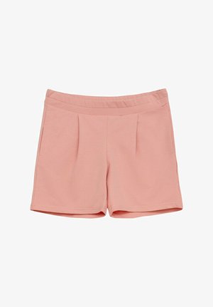 Różowe szorty wykonane z miękkiego, elastycznego materiału. Posiadają płaski pasek w talii oraz dwa fałdy z przodu dla podkreślenia designu.