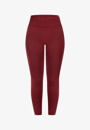 Rode aansluitende leggings met een hoge elastische tailleband, een gladde textuur en een zijzak voor gemak. Rekbaar materiaal voor comfort.