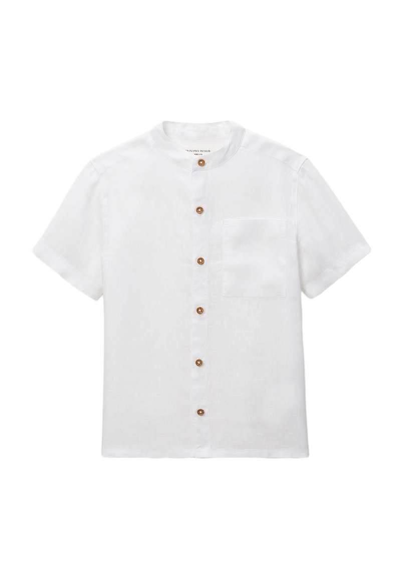 Monoprix COL MAO MANCHES COURTES UNIE Chemise ecru/blanc
