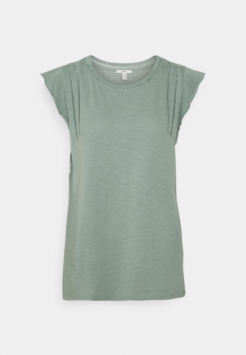 Grøn kortærmet t-shirt lavet af blødt stof. Med rund halsudskæring og detaljerede sideskæringer, i en let afslappet pasform.