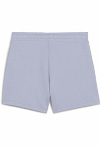 Shorts iz svetlo modrega blaga, z elastičnim pasom, ravnim krojem nogavic in gladko teksturo. Brez vidnih vzorcev ali dodatkov.