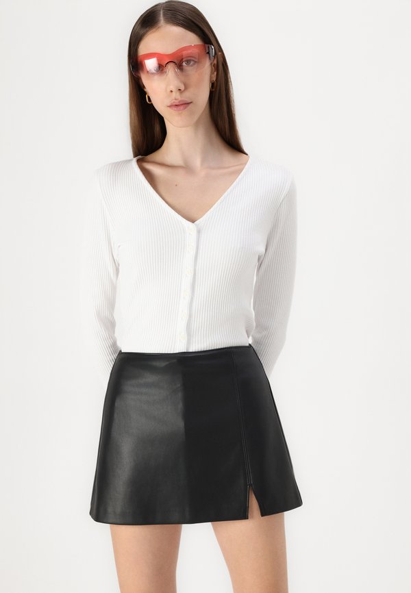 Vegan Leather A-Line Mini Skort - Shorts4