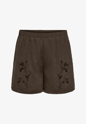 ONLY Carmakoma, SHORTS CAREVALOU NORMAL GESCHNITTEN SHORTS - Šortky - chocolate martini