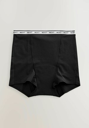 Boxeri din bumbac negri cu un brâu elastic alb, având inscripționată denumirea brandului "NEXT". Textură netedă și design clasic.