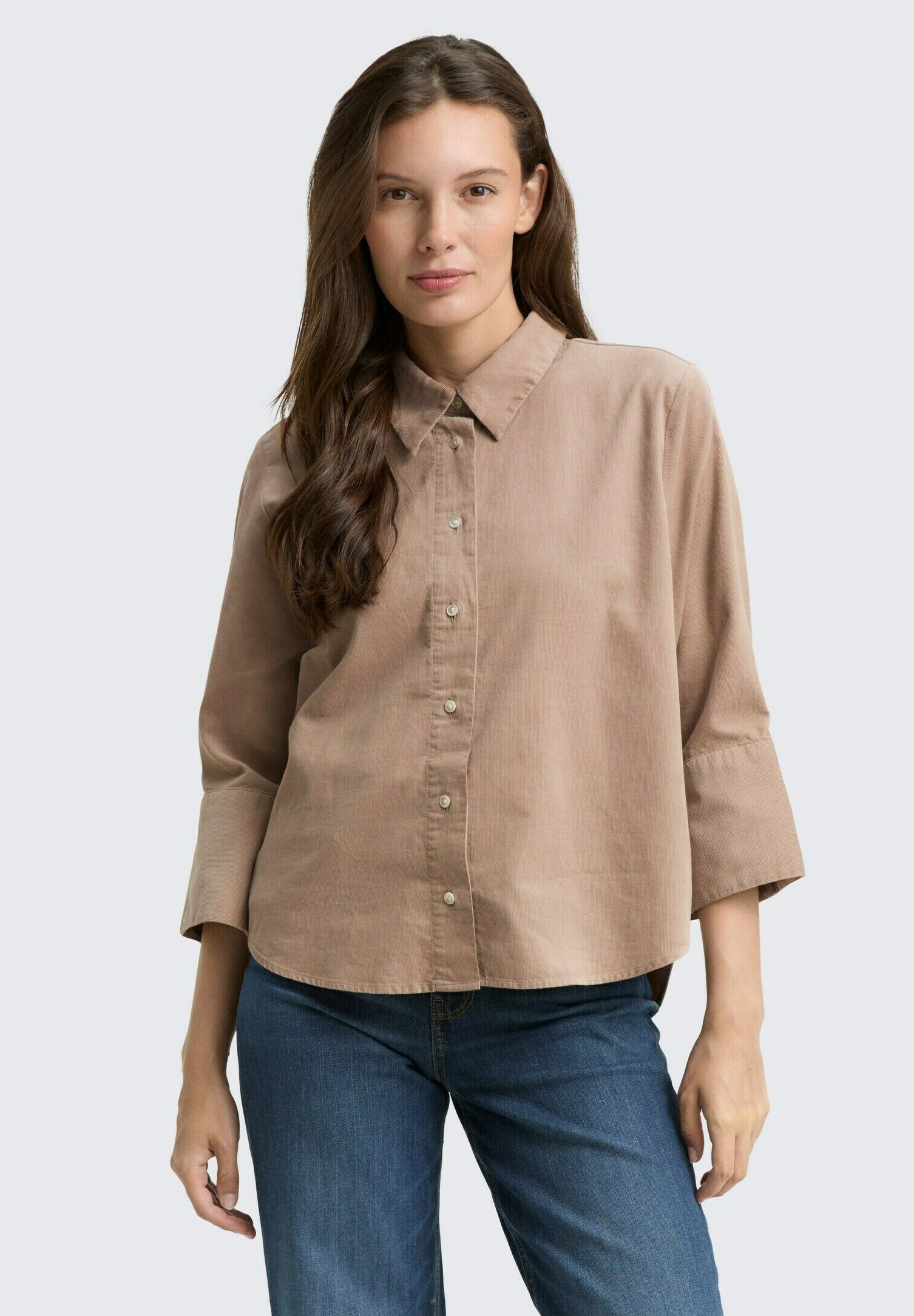Haut Femme Col Rond Manches 3/4 En Velours - Couleur Unie - Tendance Décontractée - Chemisier Basique