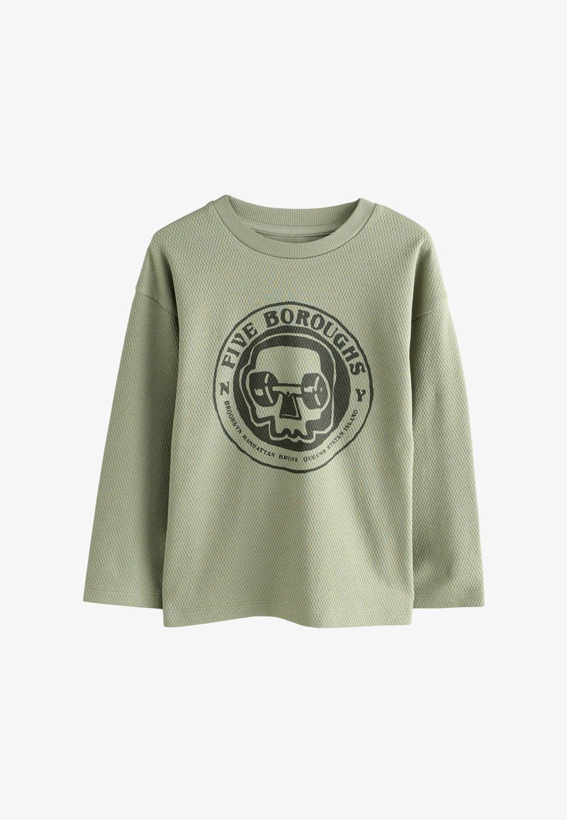 Next REGULAR FIT GRAPHIC LONG SLEEVE TEXTURED - Langarmshirt - grey skate