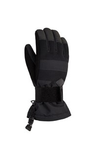 Gant noir avec un dessus texturé et rembourré et une paume lisse. Comprend une sangle de poignet ajustable et un poignet élastique pour un ajustement sécurisé.