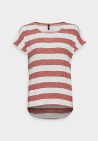 Vero Moda Tall - VMWIDE STRIPE - Trükipildiga T-särk - marsala/snow white Väikepilt 1