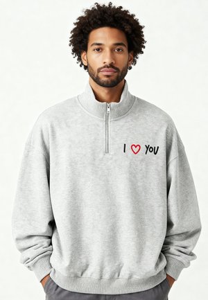I LOVE YOU EMBROIDERY SUPERHEAVY ZIPPED  - Felpa - mottled grey