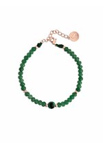 SINGULARU - Bracelet Amulet Rose Quartz. Acier avec Plaqué Or 18Kt et pierres naturelles. Bijoux pour Femme