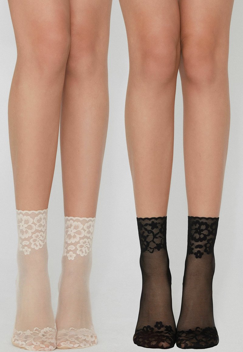 Lot De 10 Paires De Chaussettes Dentelle Femme - Multicolore Floral - Nylon/Coton - Soins Lavage Main