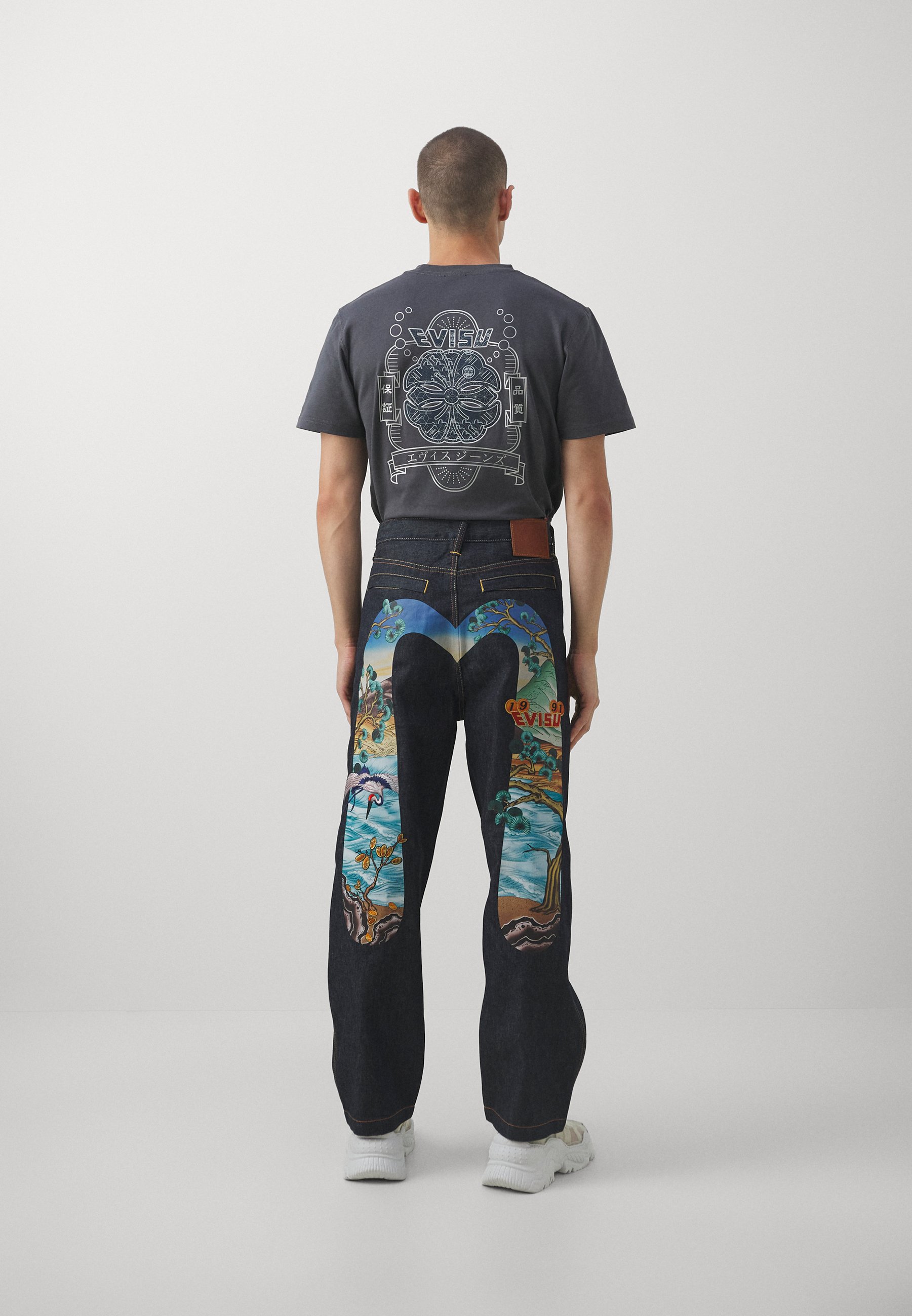 Evisu CRANE COINS THEME PRINT - Jeans Relaxed Fit - raw denim  