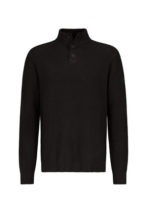 BEQUEMER MIT KNOPFLEISTE UND STEHKRAGEN - Jumper - dunkelbraun