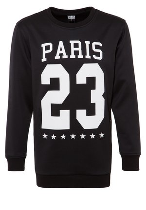 Sort langærmet sweatshirt med hvid tekst "PARIS" over det store tal "23" og en række af syv hvide stjerner under tallet.