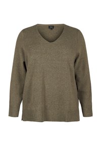 MIT V-AUSSCHNITT - Jersey de punto - dusky g black mel