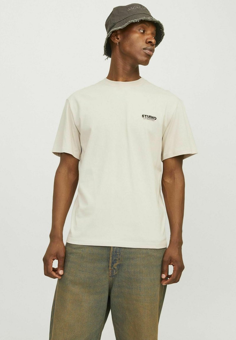 Jack & Jones JORVESTERBRO BACK SS CREW NECK - Triko s potiskem - moonbeam