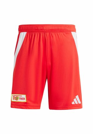 Pantaloni corti da atletica rossi con pannelli laterali bianchi. Presentano un elastico in vita e il logo 1.FC Union sul davanti. Realizzati in tessuto leggero e morbido.
