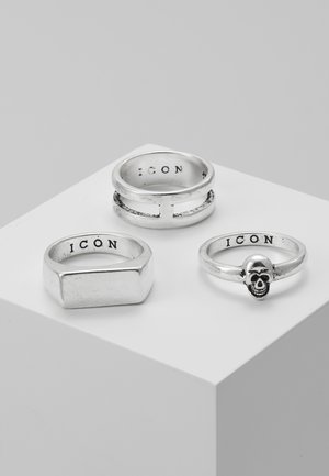 Icon Brand LINEAR RING 3 PACK - Prsteň - rhodium