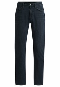 Mörkblå denimjeans med rak passform, med en klassisk knappstängning, femfickorsdesign och subtila sømnader.
