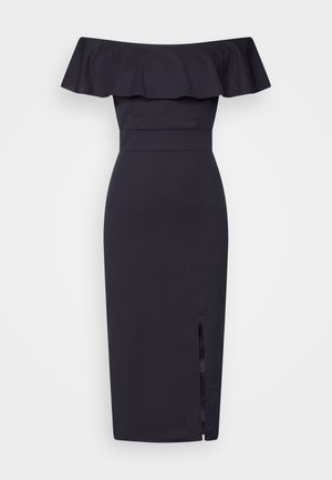 CAMILLE RUFFLE MIDI - Cocktailklänning - navy blue