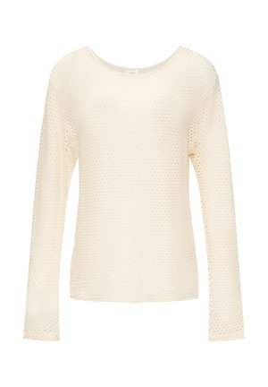 s.Oliver OPENGEWERKTE  - Langarmshirt - beige