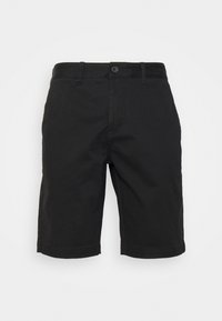 Sorte bomuldsbukser med knaplukning, almindelig pasform, opfoldede manchetter og sidelommer, der har en glat tekstur og et enkelt design.