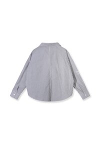 Chemise à rayures en mélange de coton, avec un col classique, des manches longues et un ourlet arrondi. Couleurs bleu marine et blanc.