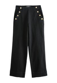 GOLD BUTTON FRONT WIDE  - Platėjantys džinsai - black