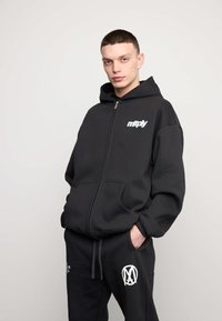 Multiply Apparel OVERSIZE HEAT - Mikina so zipsom - black soda washed