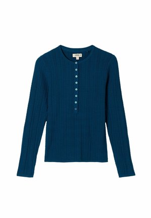 FatFace, KNITTED FRILL HENLEY JUMPER - Striktrøje - teal blue
