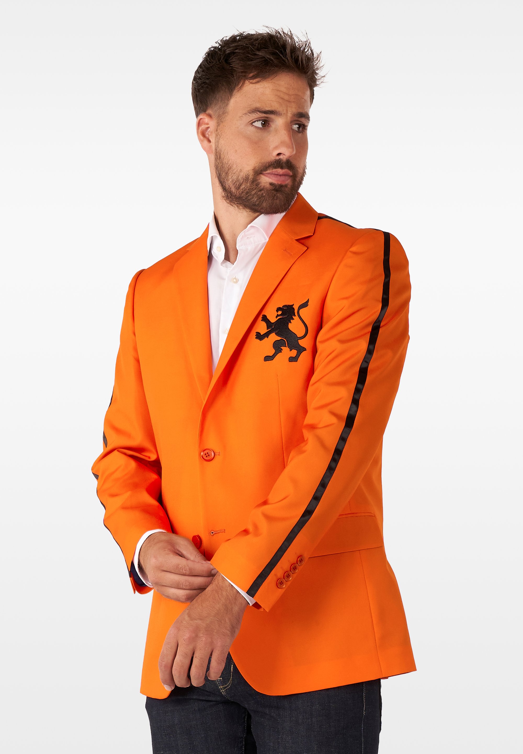 open lace back dress Bright Orange Blazer With Ruffle Sleeves
