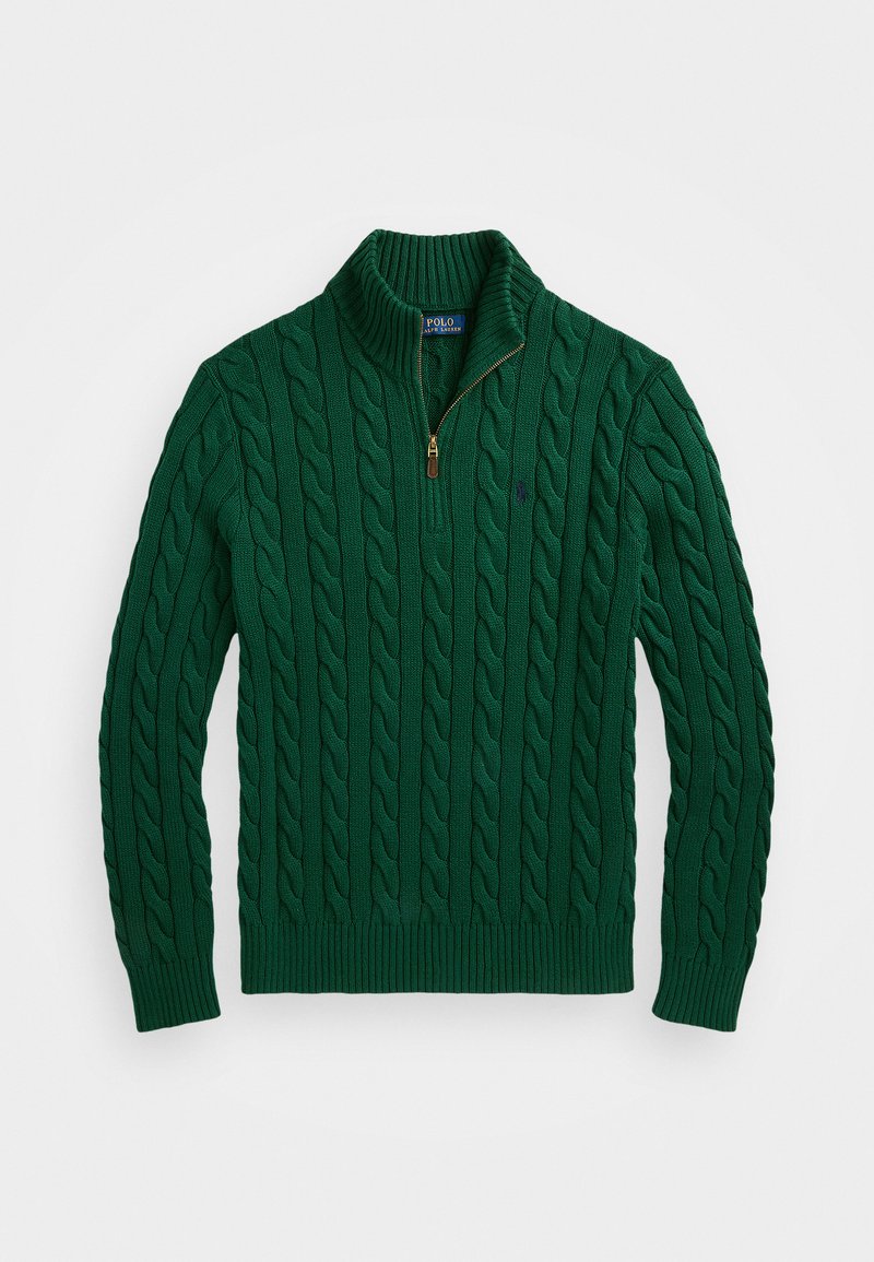 Polo Ralph Lauren CABLE-KNIT COTTON QUARTER-ZIP SWEATER - Strikkegenser - vintage pine