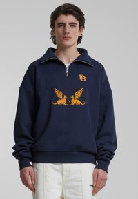 PROHIBITED GRIFFIN HALF-ZIP - Bluză de molton cu fermoar - blue