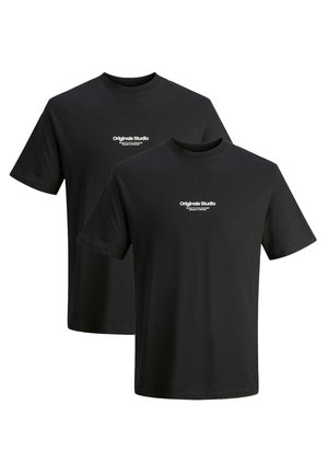 Black cotton t-shirts with a crew neck and short sleeves. Front features white "Originals Studio" text. Sold in a pack of two.