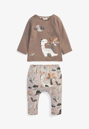 BABY 2 PIECE DINO SET - Leggings - grey/brown