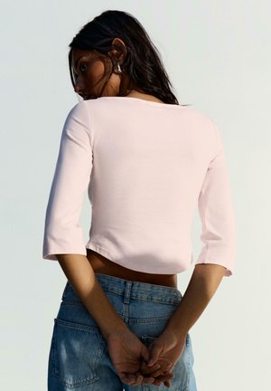 Bershka, BOAT NECK T-SHIRT - Long sleeved top - light pink