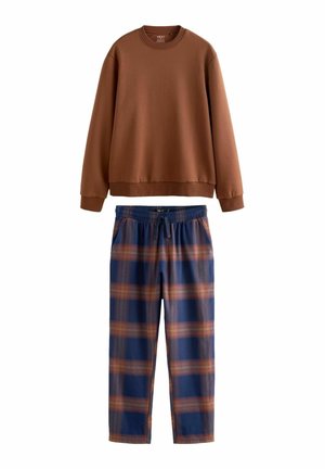 Next SET - Pizsama szett - orange navy blue check