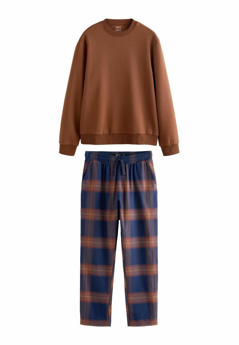 Next SET - Pizsama szett - orange navy blue check