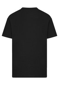 Zwart katoenen T-shirt met een klassieke ronde hals, korte mouwen en een eenvoudige, onopgemaakte achterkant zonder grafische elementen of labels.