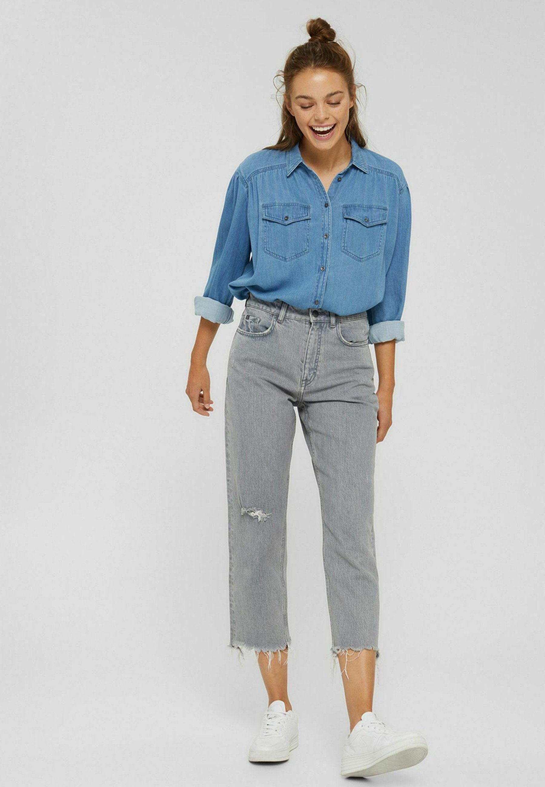 edc by Esprit Straight leg jeans - grey denim - Zalando.ie