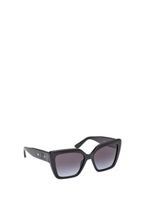 Black oversized sunglasses with a bold square shape, gradient gray lenses, and decorative silver accents on the temples.