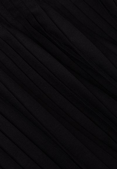 Black pleated fabric displaying multiple vertical folds; smooth texture with a slight sheen, even coloring, and no visible patterns or hardware.