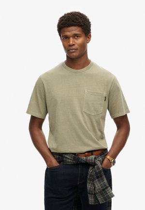 CONTRAST STITCH POCKET  - Basic T-shirt - washed grey
