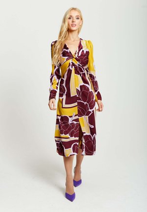 Liquorish GEOMETRIC FLORAL PRINT KNOTTED MIDI - Day dress - multi coloured