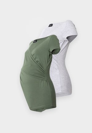 2 PACK - Osnovna majica kratkih rukava - green/mottled light grey