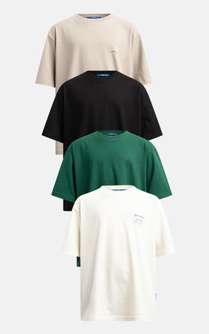 TETONY TEE BOXY FIT 4 PACK - Potiskana majica - mourning dove/rain forest/pristine       black