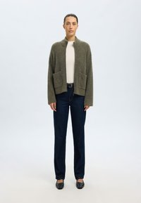 Selected Femme SLFSIA ZIPPER CARDIGAN  - Cardigan - khaki